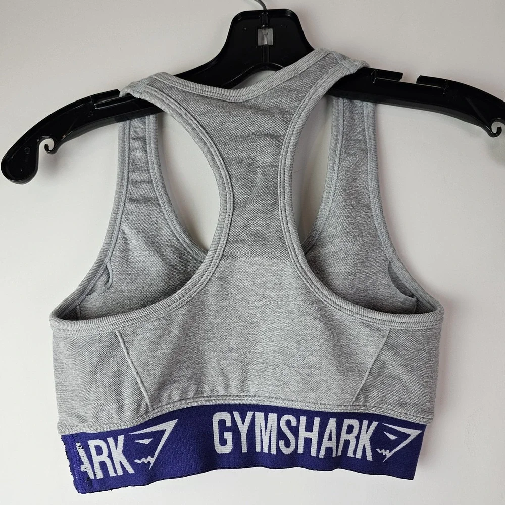 Gymshark Sports Bra Womens Small Gray Dry Flex Performance Workout‎ Racer Back